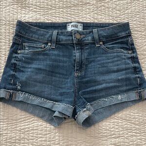 PAIGE Jimmy Jimmy Short Distressed Women's Dark Blue Jean Shorts